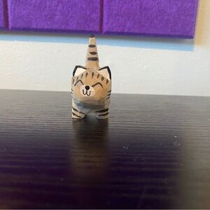 Carved Wood Cat Figurine
